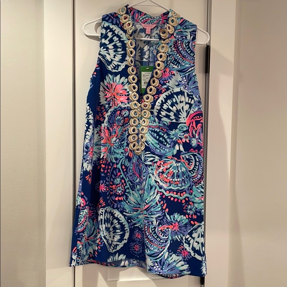 NWT LILLY PULITZER SIZE 0 Sleeveless Dress with Embellished Neckline